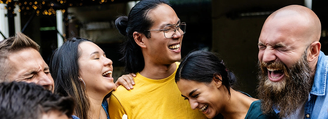 group of young adults laughing