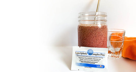 perform shake in mason jar and shot glass with packet of lypo-spheric b complex plus