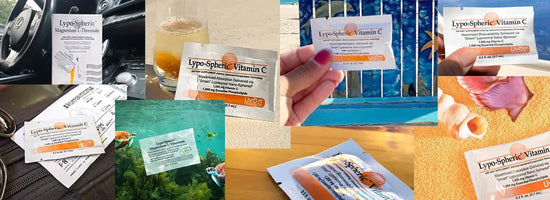 collage of photos of lypo c in summer vacation settings