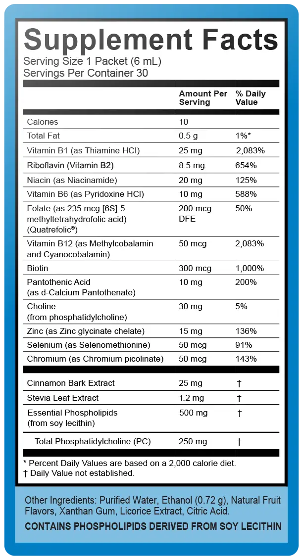 liposomal b complex supplement facts